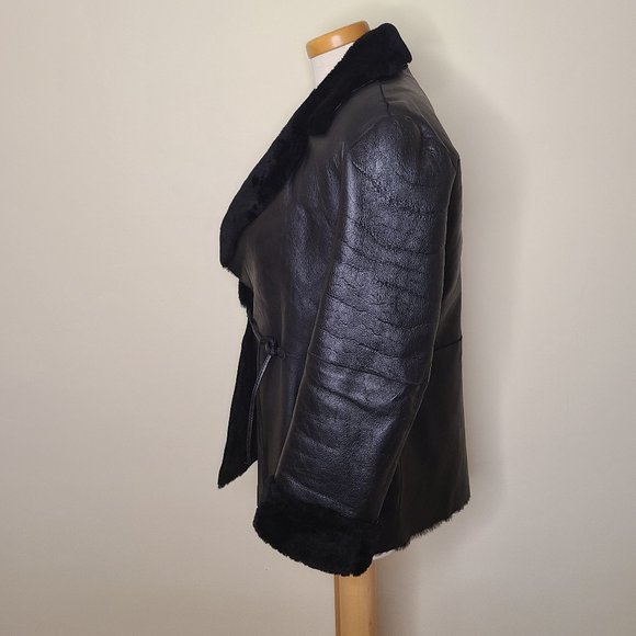 Stylish Mid-Length Front Tie Sheepskin Coat - Picture 13 of 14